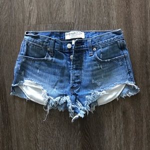 Abercrombie & Fitch High Waisted Distressed Shorts